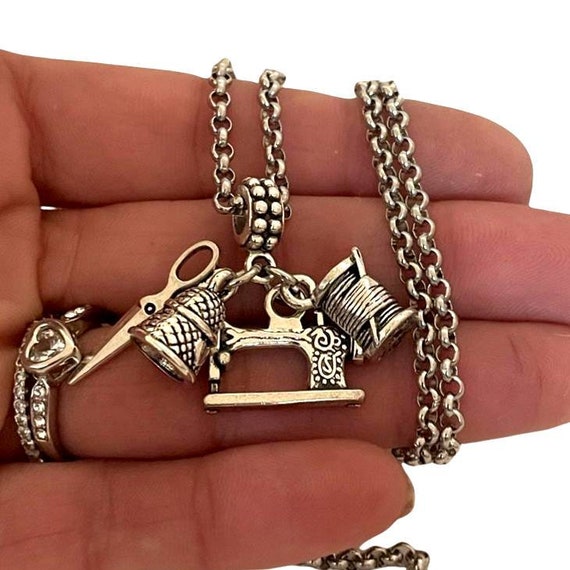 Sewing Machine Scissors Seamstress Dressmaker Tailor Charm