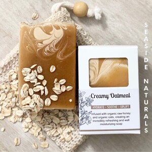 Creamy Oatmeal Soap infused with organic wildflower honey, all natural soap bar, zero waste