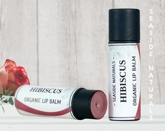 Hibiscus Rose Lip Balm Naturally Tinted in a Large Biodegradable Tube