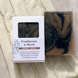 Frankincense and Myrrh Soap infused with organic shea butter and manuka honey, nourishing natural black soap, organic soap bar, zero waste