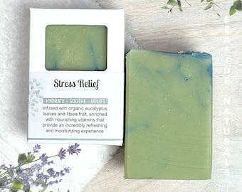 Stress Relief herbal soap scented with organic eucalyptus essential oil