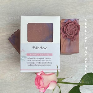 Wild Rose & Honey Moisturizing Soap scented with pure essential oils, organic soap bar