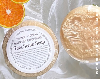 Loofah Pumice Foot Scrub Soap with Organic Grapefruit and Peppermint Essential Oils for a Therapeutic Pedicure Spa Experience