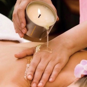 Organic Body Balm Candle with Shea or Cocoa Butter, Kissable Vegan Massage Candle, Sensual Body Oil