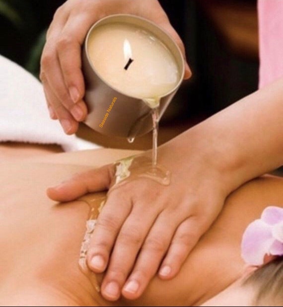 Organic Body Balm Candle With Shea or Cocoa Butter, Kissable Vegan Massage Candle, Sensual Body Oil