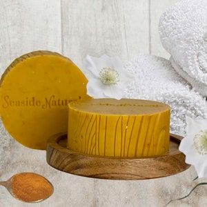 Turmeric facial cleanser bar with papaya, lemon and manuka honey, tone and glow facial turmeric soap