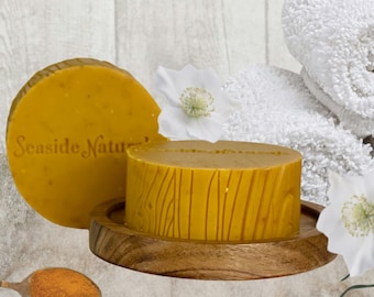 Turmeric facial cleanser bar with papaya, lemon and manuka honey, tone and glow facial turmeric soap