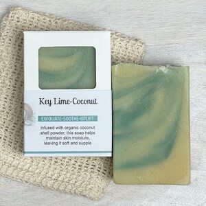 Natural Key Lime Coconut Soap Bar with Coconut Shell Powder, Gentle Exfoliation and Fresh Aroma, Zero Waste Packaging bild 7