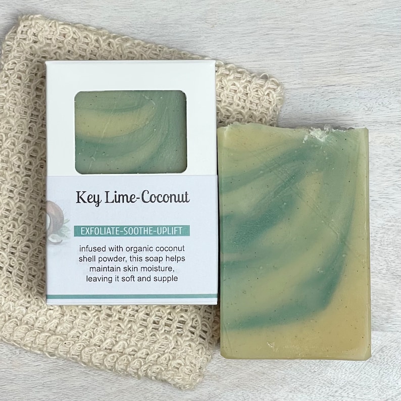Natural Key Lime Coconut Soap Bar with Coconut Shell Powder, Gentle Exfoliation and Fresh Aroma, Zero Waste Packaging bild 7