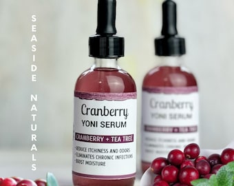 Cranberry Yoni Serum: Hydrating Moisturizer for Feminine Hygiene, Itch Comfort, and Period Care