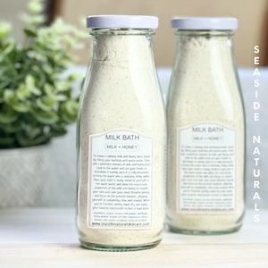 Milk + Honey Bath Soak with Oats - Natural Coconut Milk Bath for Blissful Valentine&#39;s Day Self-Care - Concentrated Formula 11oz