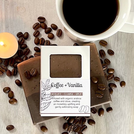 Arabica Coffee & Vanilla Soap Infused with Clove, All Natural Coffee Scrub Soap for Smoother Skin, Coffeeholic