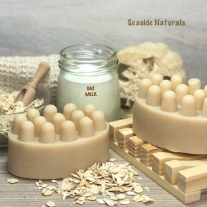 Barra de champú de miel y avena con infusión de avena y aloe calmantes, barra de champú de vinagre de sidra de manzana Seaside Naturals, barra de proteína totalmente natural