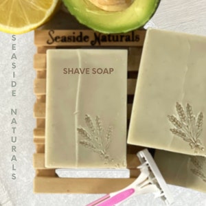 Avocado Shave Soap infused with calendula, aloe vera and nourishing shea - cocoa butter, lightly scented with essential oils