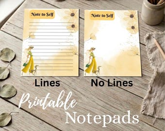 Digitaler bedruckbarer Notizblock – “Note to Self” Fashion Design (2 PDFs inklusive)