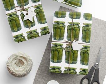 Realistic Pickle Jar Wrapping Paper | Funny Food Gift Wrap Roll