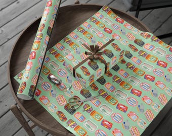 Vintage-Style Sardine Tin Wrapping Paper | Gift Wrap Roll