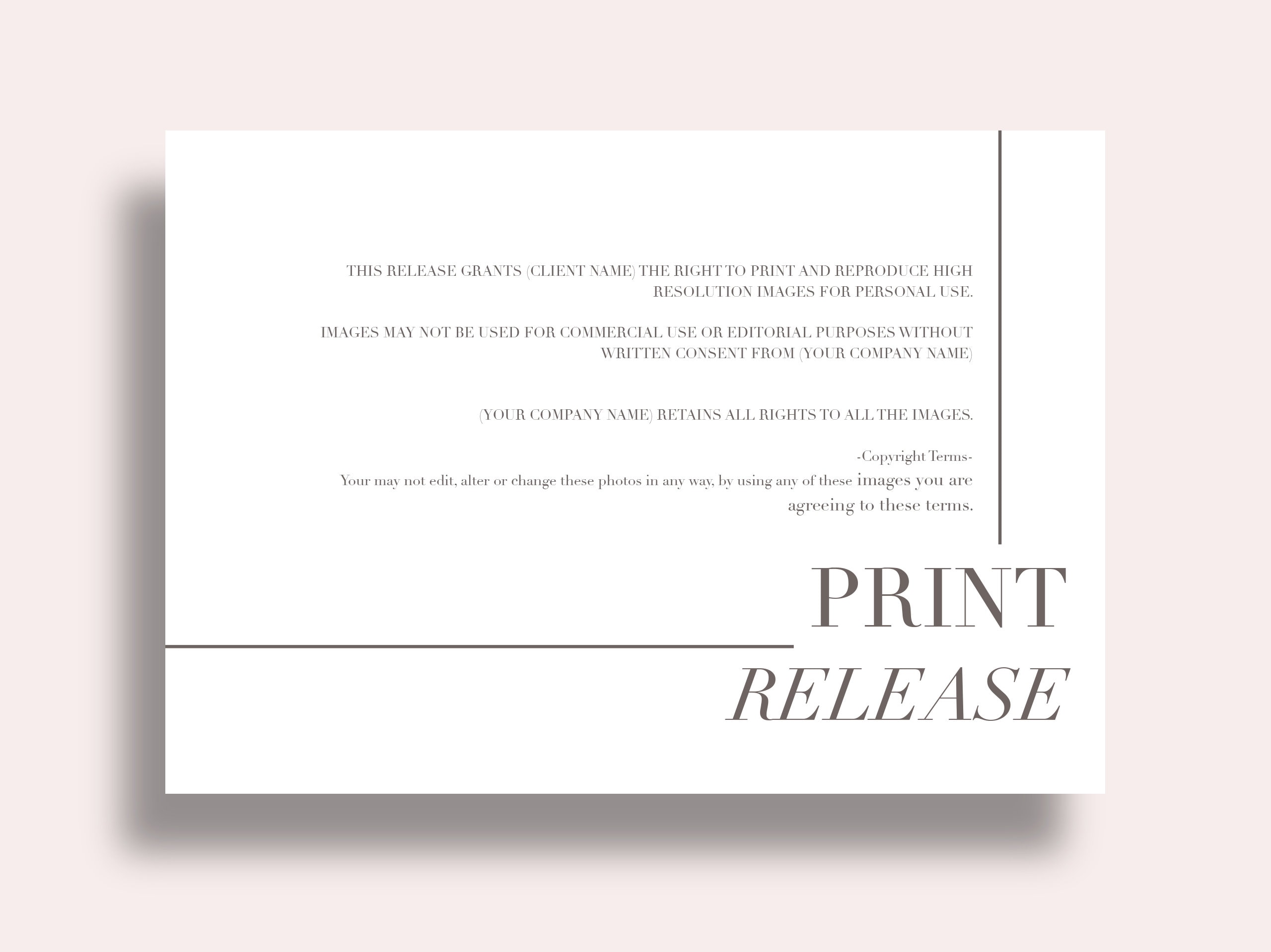 Print Release Form for Photographers Print Release Template Etsy Print Release Form for Photographers Print Release Template Etsy