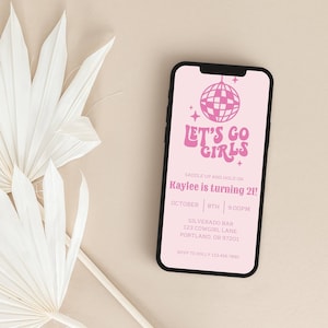 Lets Go Girls Birthday Text Invite: Space Cowgirl (Digital Download)