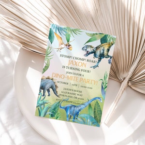 Editable Dinosaur Birthday Invitation: Dino-Mite Party Invite (Digital Download)