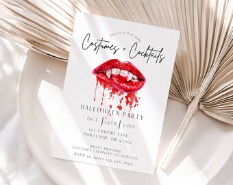 Bloody Vampire Halloween Party Invitation: Costumes & Cocktails (Digital Download)