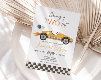 Race Car 2nd Birthday Invitation: Growing Up Two Fast (Digital Download)