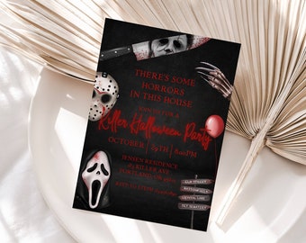 Invitación a fiesta de Halloween de terror, temática de terror (descarga instantánea)