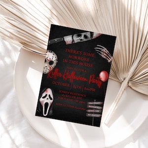 There&#39;s Some Horrors In This House, Horror Halloween Invite, Killer Halloween Party Invite, Halloween Invitation Instant Download