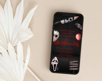 Killer Halloween Party Text Invitation Horror Halloween Party Invite There's Some Horrors In This House Mobile Invite Instant Download