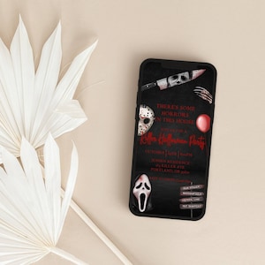 Killer Halloween Party Text Invitation Horror Halloween Party Invite There&#39;s Some Horrors In This House Mobile Invite Instant Download