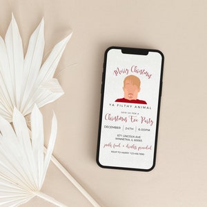 Editierbare Weihnachtsfeier Mobile Einladung Frohe Weihnachten Ya schmutziges Tier Weihnachten einladen allein zu Hause Kegeln McCallister Sofort Download