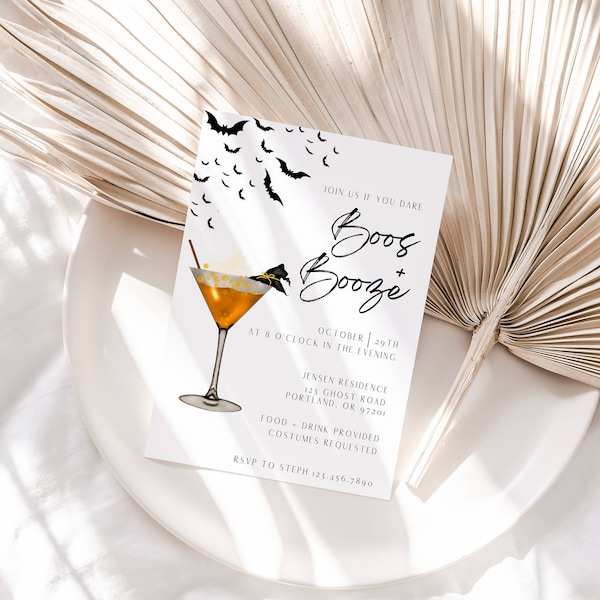 Boos and Booze Halloween Party Invitation: Spooky Costume Invite (Digital)