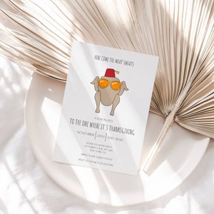 Editable Thanksgiving Invitation Here Come the Meat Sweats Funny Friends Inspired Invite Thanksgiving Invite Instant Download