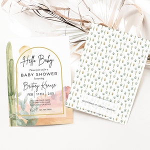 Desert Landscape Baby Shower Invitation Template Southwestern Cactus Baby Shower Modern Boho Baby Shower Invite Instant Download