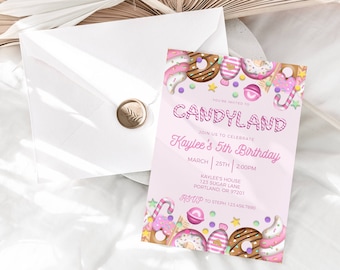 Candyland Birthday Invitation, Digital Candyland Invite, Sweet Celebration Invitation, Any Age Invite, Candy Theme Party, Instant Download
