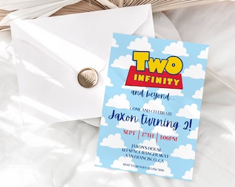 Two Infinity and Beyond Birthday Invitation, Toy Story Two Infinity Invite, 2nd Birthday Party, Digital Kids Invite Instant Download