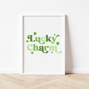 St Patricks Day Print, Lucky Charm Wall Art, St Patty's Day Wall Art, Groovy St. Patricks Day, Boho St Patricks Day Decor, Instant Download