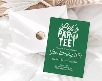 Golfverjaardagsuitnodiging: Let's Par-Tee-uitnodiging (digitale download)
