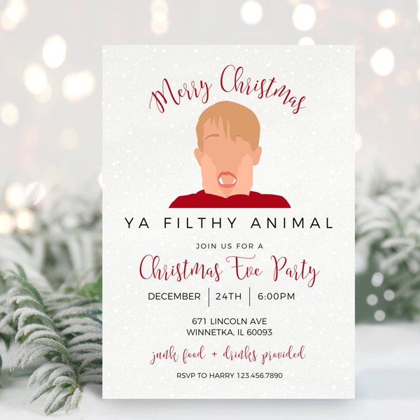 Home Alone Christmas Party Invitation: Editable Holiday Invite (Digital Download)