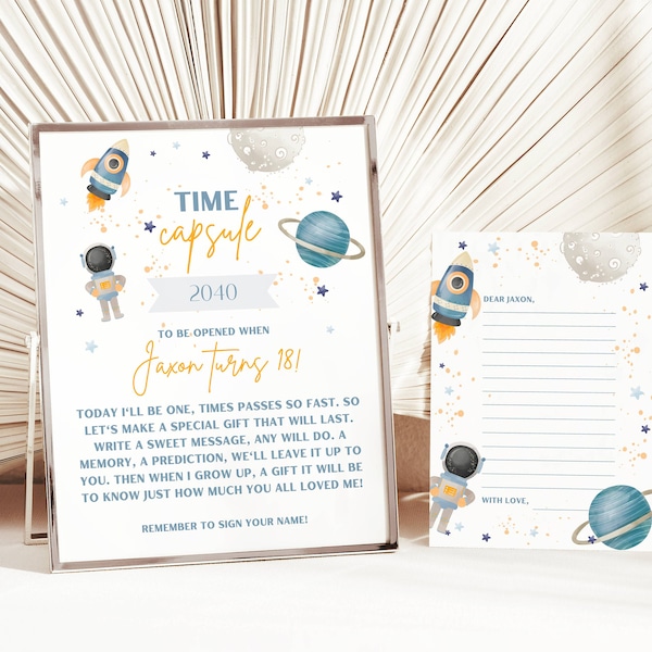 First Trip Around the Sun Time Capsule, 1st Birthday Party Time Capsule, First Birthday Time Capsule, Space Time Capsule, Instant Download