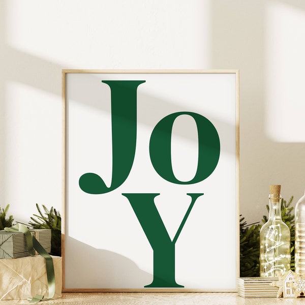 Christmas Joy Print, Seasonal Print, Green Christmas Wall Art, Christmas Printable, Christmas Decor, Christmas Sign, Digital Print