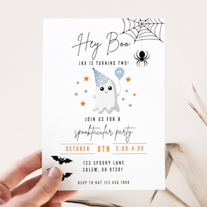 Hey Boo Im Two 2nd Birthday Party Invitation Hey Boo Im Two Party Ghost Invite Spooktacular Party Digital Instant Editable