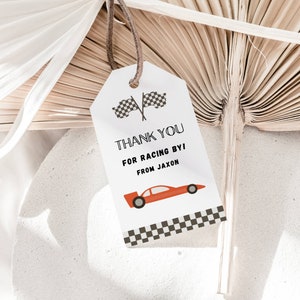Two Fast Two Curious Party Favor Tags, Race Car Birthday Thank You Tags, Red Race Car Goodie Bag Tags, Boys 2nd Birthday, Instant Download