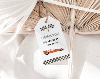 Race Car Birthday Favor Tags: Two Fast Two Curious (Instant Download)