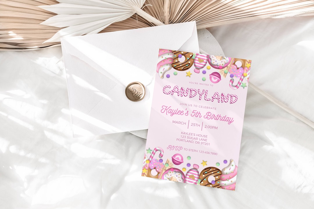 Candyland Birthday Invitation, Digital Candyland Invite, Sweet