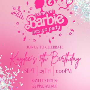 Editable Barbie Invitation Come on Barbie Lets Go Party - Etsy Australia