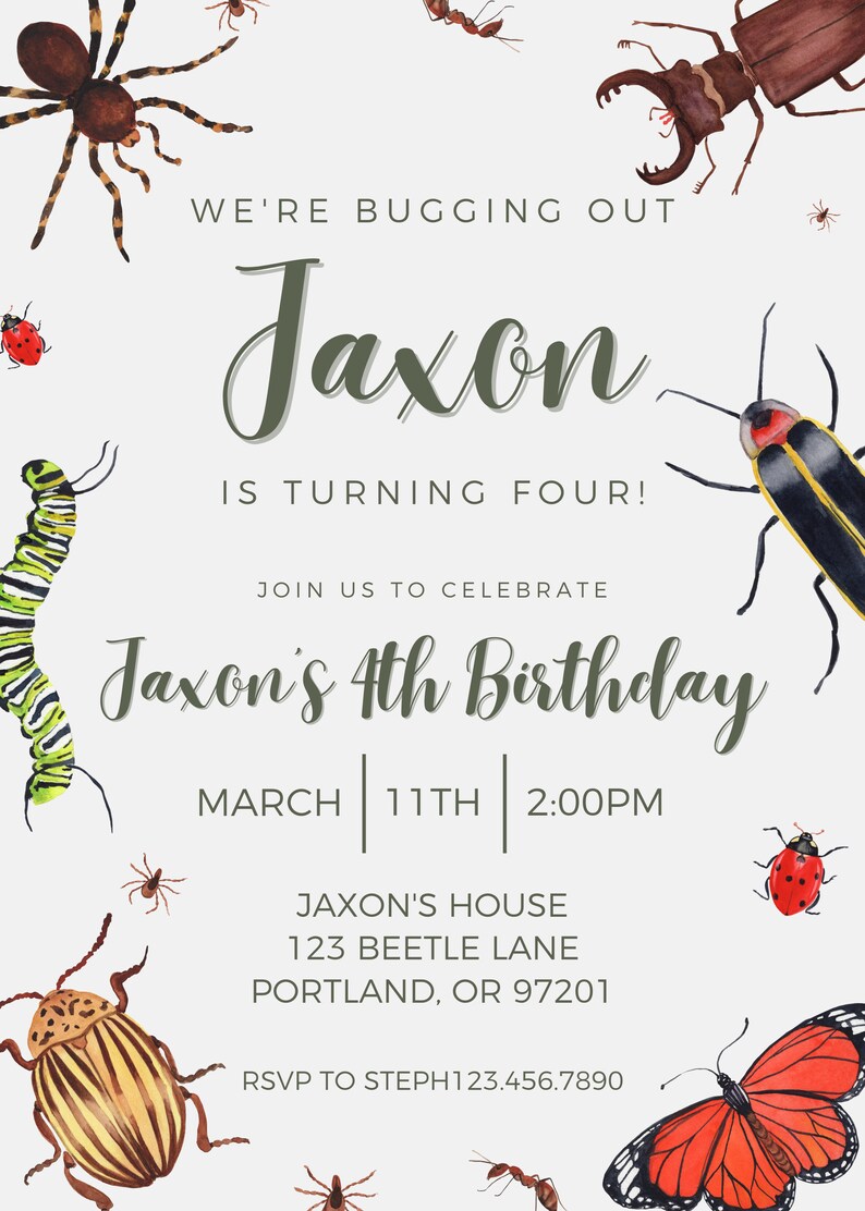 Bug Birthday Party Invitation: Insect Theme, Any Age (instant Download ...