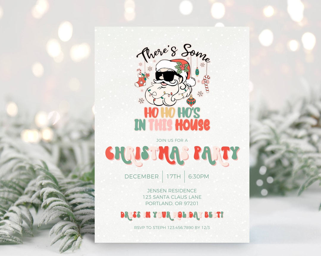 Santa Comic Invitations Funny Santa Christmas Party Invitation: Retro Font (instant Download ...