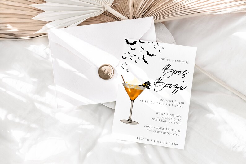 Boos and Booze Halloween Party Invitation: Spooky Costume Invite (Digital) image 2