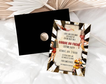 Circus Freak Show Halloween Costume Party Invitation (Digital Download)